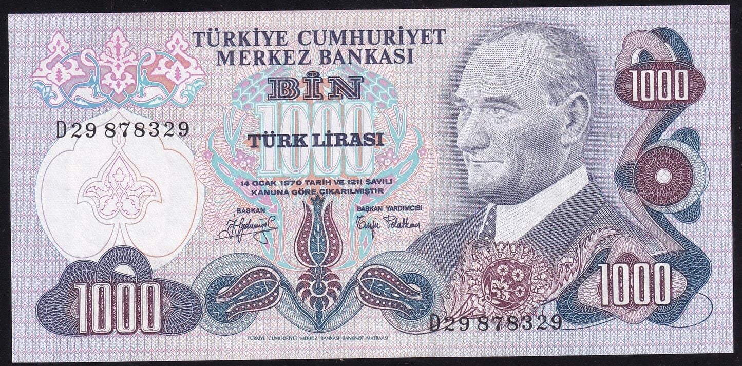 6.Emisyon 2.Tertip 1000 Lira D29 878329 Çilaltı Çil