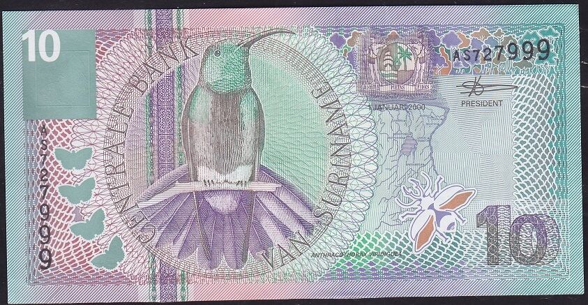 Suriname 10 Gulden 2000 Çilaltı Çil ( 999 )