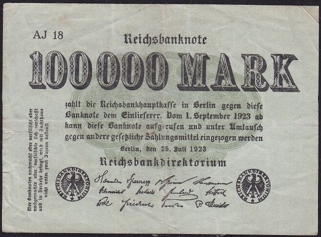 Almanya 100000 Mark 1923 Çok Temiz