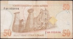 8.Emisyon 50 YTL F46 351034 Çok Temiz