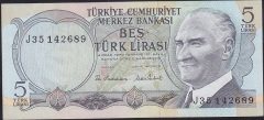 6.EMİSYON 2.TERTİP 5 LİRA J35 142689 ÇÇT ÇİLALTI