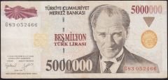 7.Emisyon 5 000 000 Lira G83 052466 Çok Temiz