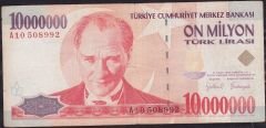 7.Emisyon 10 000 000 Lira A10 508992 Çok Temiz