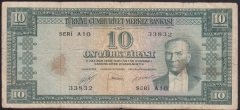 5.EMİSYON 1.TERTİP 10 LİRA A10 33832 TEMİZ +
