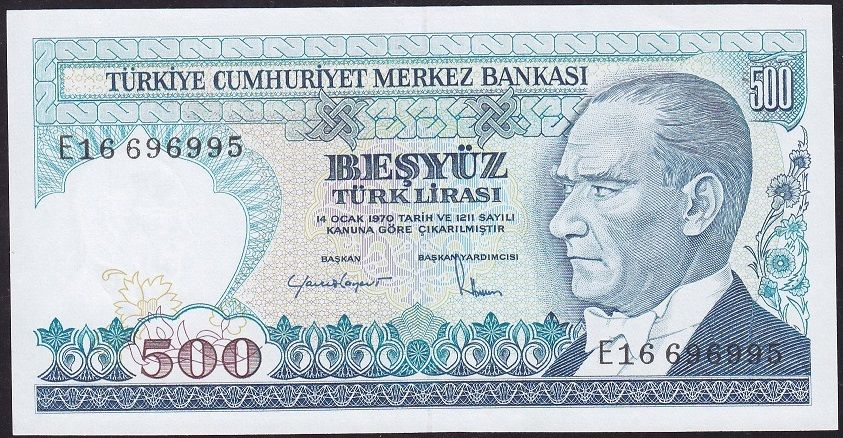 7.Emisyon 2.Tertip 500 Lira E16 696995 Çilaltı