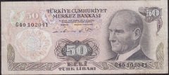 6.Emisyon 1.Tertip 50 Lira G40 102041 Çok Temiz