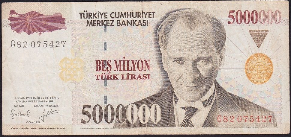 7.Emisyon 5 000 000 Lira G82 075427 Çok Temiz