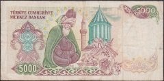 7.EMİSYON 2.TERTİP 5000 LİRA D47 658557 TEMİZ