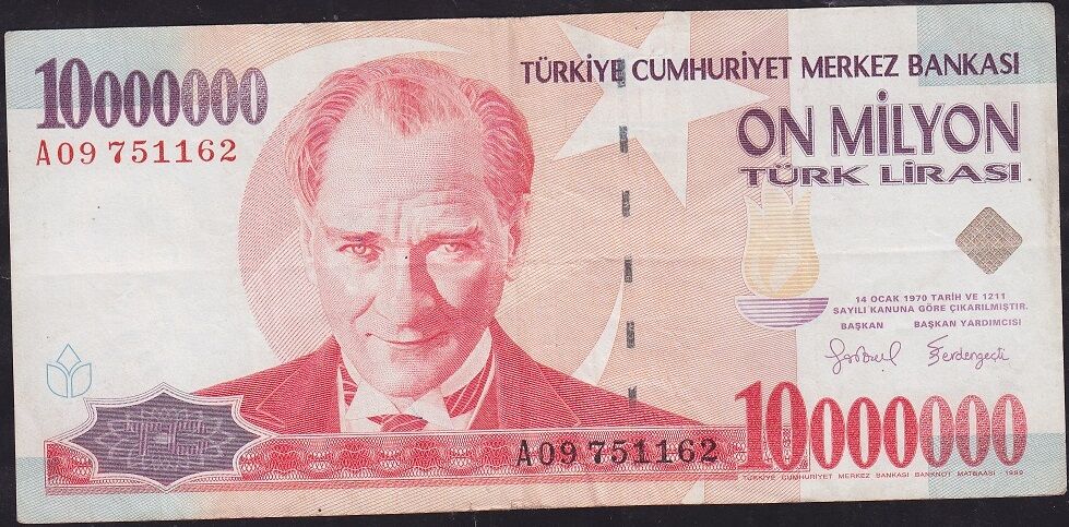 7.Emisyon 10 000 000 Lira A09 751162 Çok Temiz