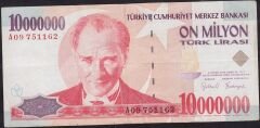 7.Emisyon 10 000 000 Lira A09 751162 Çok Temiz