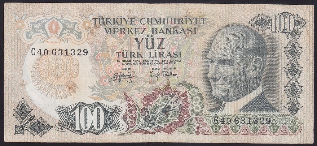 6.EMİSYON 2.TERTİP 100 LİRA G40 631829 ÇOK TEMİZ