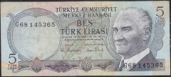 6.Emisyon 2.Tertip 5 Lira G68 145365 Çok Temiz +