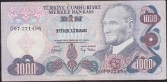 6.Emisyon 2.Tertip 1000 Lira D07 271498 Çok Temiz