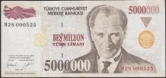 7.Emisyon 5 000 000 Lira H28 000525 Çok Temiz+