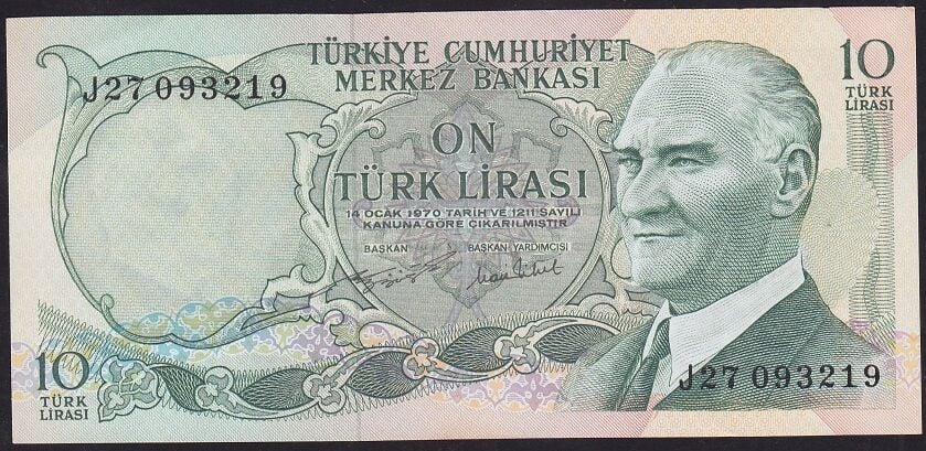 6.Emisyon 2.Tertip 10 Lira J27 093219 Çilaltı