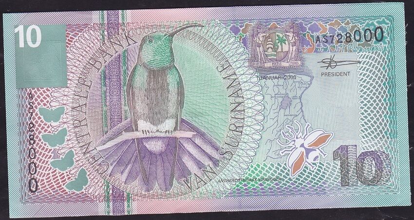 Suriname 10 Gulden 2000 Çilaltı Çil ( 000 )