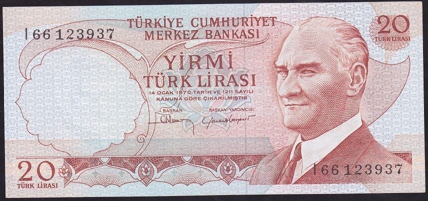 6.Emisyon 4.Tertip 20 Lira I66 123937 Çilaltı