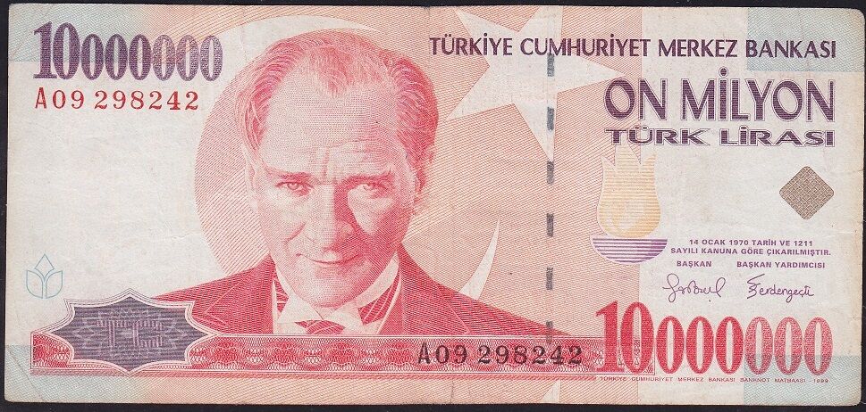 7.Emisyon 10 000 000 Lira A09 298242 Çok Temiz
