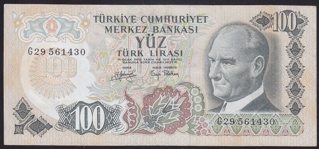 6.EMİSYON 2.TERTİP 100 LİRA G29 561430 ÇOK TEMİZ
