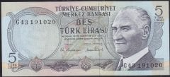 6.Emisyon 2.Tertip 5 Lira G43 191020 Çil