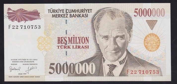 7.EMİSYON 5 000 000 LİRA F22 710753 ÇİL