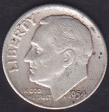 AMERİKA 1 DIME 1954 GÜMÜŞ