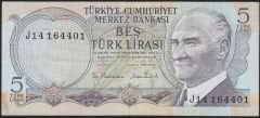 6.Emisyon 2.Tertip 5 Lira J14 164401 Çok Temiz+