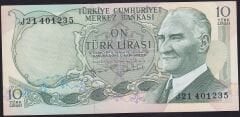 6.Emisyon 2.Tertip 10 Lira J21 401235 Ççt Çilaltı