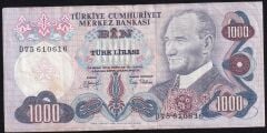 6.Emisyon 2.Tertip 1000 Lira D75 610616 Çok Temiz +