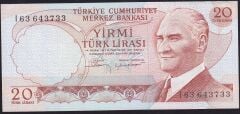 6.Emisyon 4.Tertip 20 Lira I63 643733 Çok Çok Temiz+