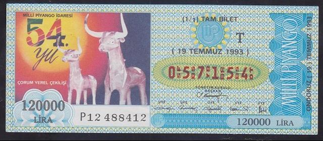 1993 19 TEMMUZ TAM BİLET T SERİSİ