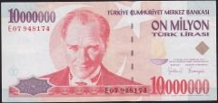 7.Emisyon 10 000 000 Lira E07 948174 Çok Temiz+