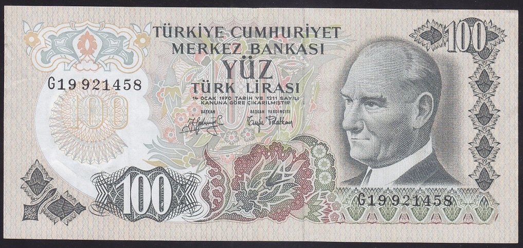 6.EMİSYON 2.TERTİP 100 LİRA G19 921458 ÇOK ÇOK TEMİZ