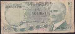 6.EMİSYON 1.TERTİP 10 LİRA C29 134305 TEMİZ
