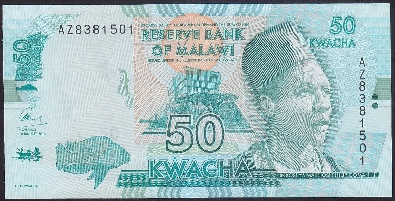 Malawi 50 Kwacha 2016 ÇİL Pick 64c