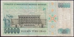 7.EMİSYON 1.TERTİP 50000 LİRA B10 654676 ÇOK TEMİZ +
