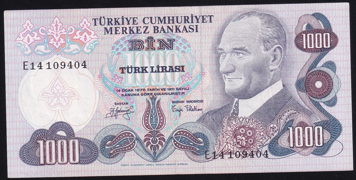 6.Emisyon 2.Tertip 1000 Lira E14 109404 Çok Çok Temiz +