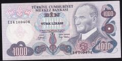6.Emisyon 2.Tertip 1000 Lira E14 109404 Çok Çok Temiz +