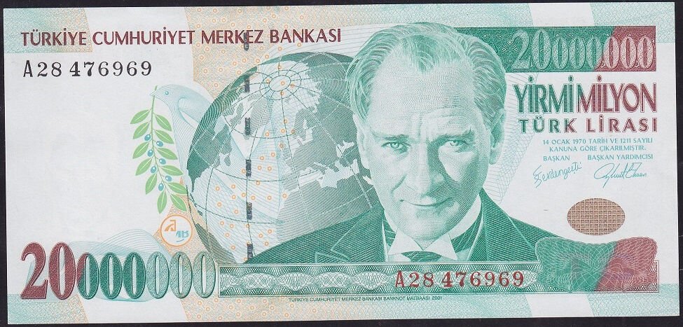 7.Emisyon 20000000 Lira A28 476969 Çilaltı Çil