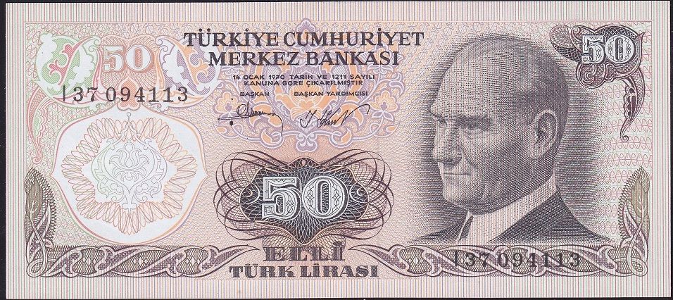 6.Emisyon 2.Tertip 50 Lira I37 094113 Çil