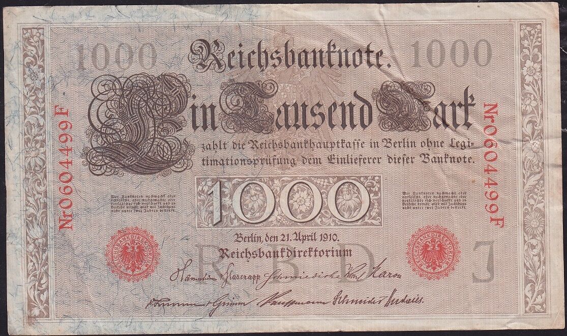 Almanya 1000 Mark 1910 Çok Temiz