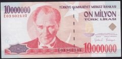 7.Emisyon 10 000 000 Lira E03 802137 Çok Temiz+