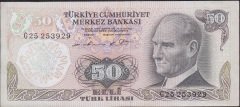 6.Emisyon 1.Tertip 50 Lira G25 253929 Çok Temiz +
