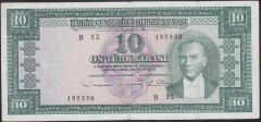 5.EMİSYON 6.TERTİP 10 LİRA B32 195350 ÇOK TEMİZ ( DÜZLEME VAR )