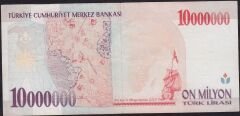 7.Emisyon 10 000 000 Lira A07 456218 Çok Temiz+