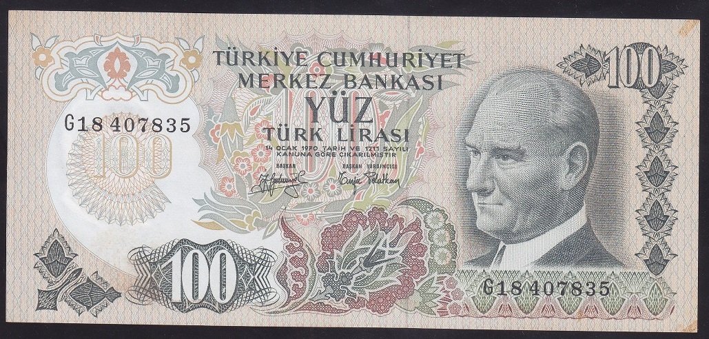 6.EMİSYON 2.TERTİP 100 LİRA G18 407835 ÇİLALTI