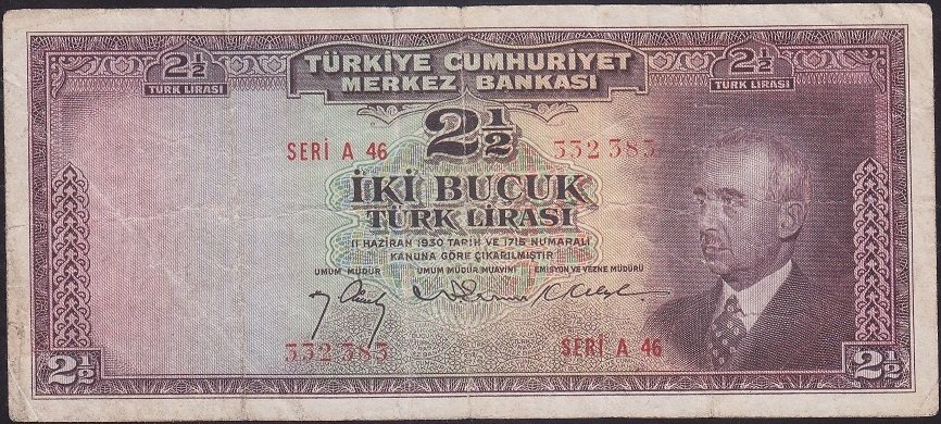 2.Emisyon 2.5 Lira A46 332383 Çok Temiz