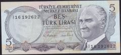 6.Emisyon 2.Tertip 5 Lira I16 192622 Çil