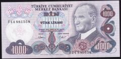6.Emisyon 3.Tertip 1000 Lira F14 881558 Çilaltı