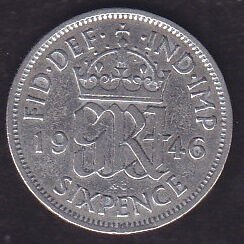 İngiltere 6 Pence 1946 Gümüş
